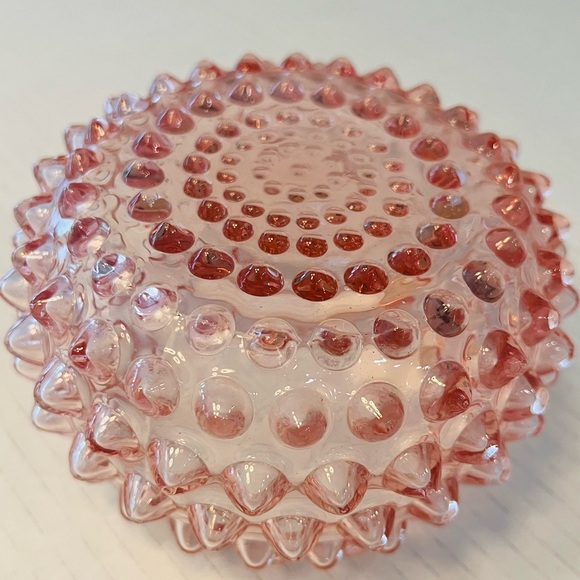 Pink Depression Glass Hobnail Bowl Candy Dish Trinket approx 7”x3.5” Vintage - Picture 3 of 12